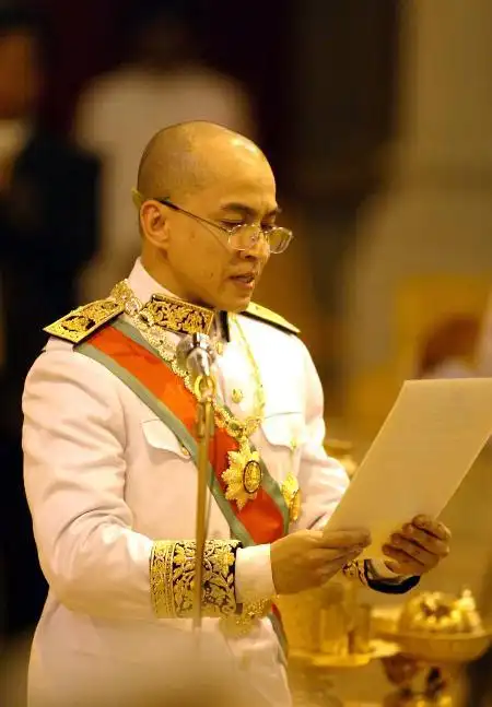 王宫金銮殿举行的登基仪式上,柬埔寨新国王诺罗敦·西哈莫尼发表致词