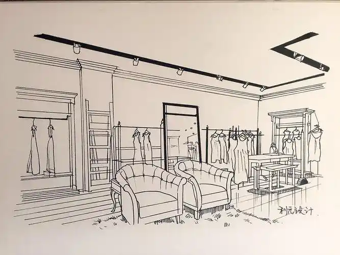 服装店手绘稿|空间|展陈设计|利元设计_原创作品-站酷zcool