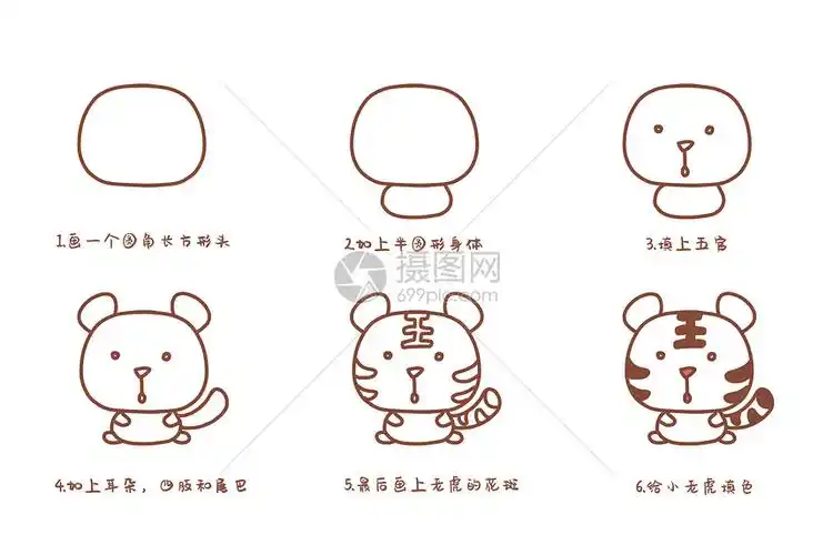 小老虎简笔画步骤