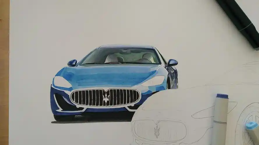 手绘玛莎拉蒂|插画|艺术插画|xyikai吉_原创作品-站酷zcool