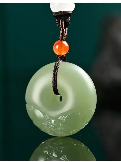 和玉情新疆和田玉莲花平安扣玉吊坠毛衣链女款个性玉佩挂件项链中国风