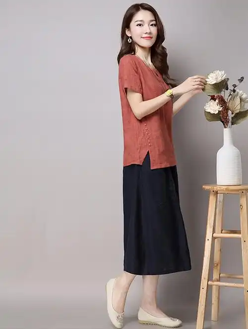 版权声明纠错/删除16,歌瑞拉 2018新款夏装棉麻t恤女短袖该图片由注册