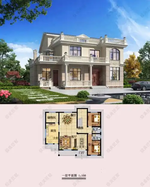 开间12米农村二层半这样建绝对大气