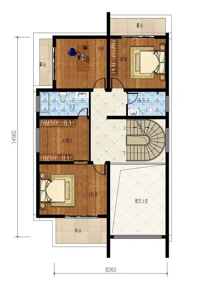 开间8米进深14米占地120平现代风格别墅设计图纸