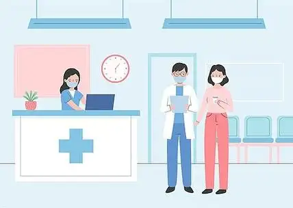 平面手绘医院接待场景