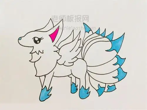 萌系卡通小动物简笔画九尾狐