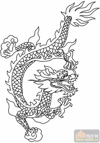龙-白描图-风虎云龙-long38-传统龙图案-线描图,白描图,云峰轩雕刻