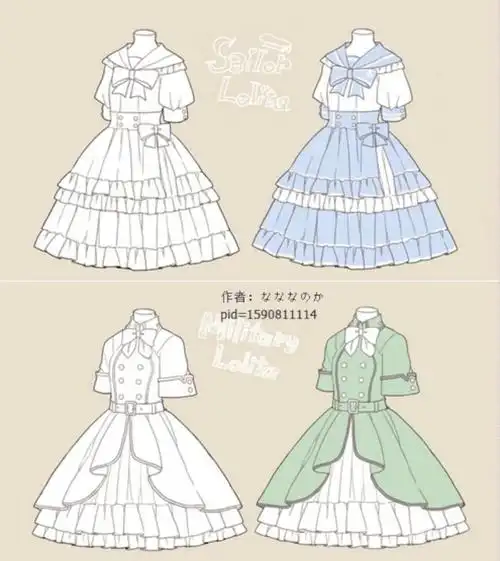 sai资源库# lolita动漫裙子样式绘画参考,每种都美美哒,自己收藏,转