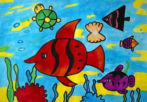 《海底世界》/少儿绘画作品/儿童画/网络美术馆_中国少儿美术教育网