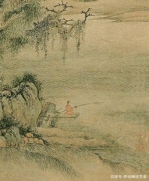 三远法构图,多视角描绘出世情怀,赵麟绘《渔父图》