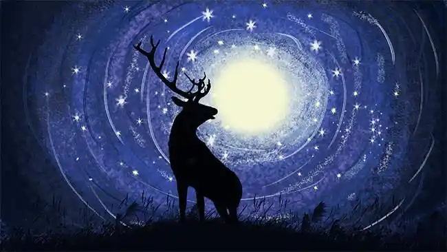 麋鹿星空壁画图片
