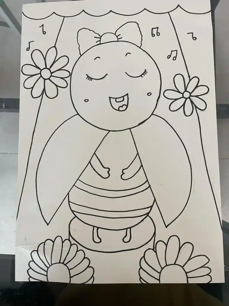 儿童简笔画《唱歌的蜜蜂》#一起学画画 #画画使我快乐 #简 - 抖音
