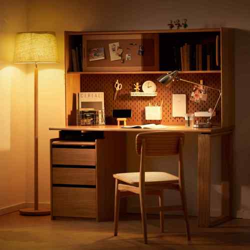 乔瓦顿北欧实木书桌日式组合一体多功能简约电脑桌办公桌家用学习 单