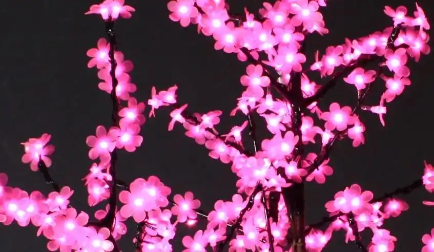 led发光树樱花桃花梅花紫荆花树灯1.5米弯干婚庆酒店庆典树灯