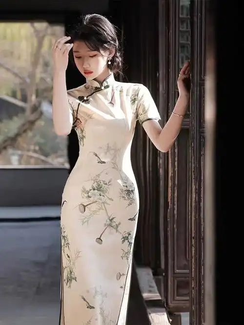 上市年份季节圆襟:襟形短袖:袖长低开衩:开衩高度旗袍 短旗袍:款式m l