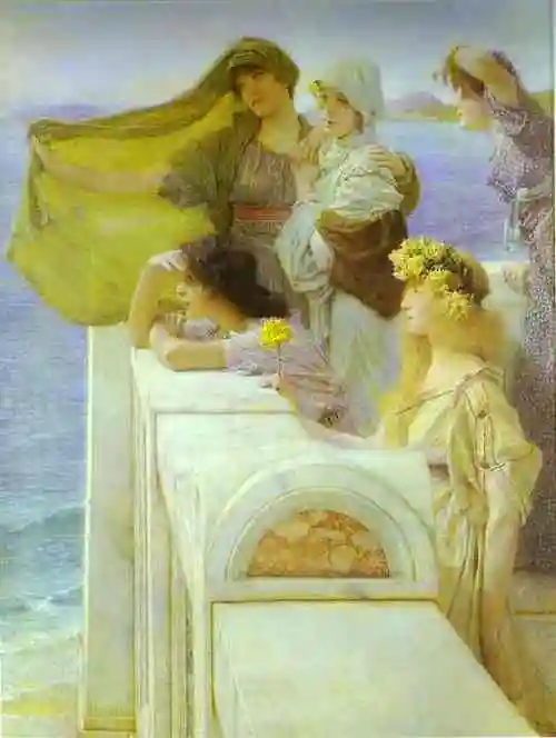 在阿佛洛狄忒的摇篮, 油 通过 lawrence alma-tadema (1836-1912