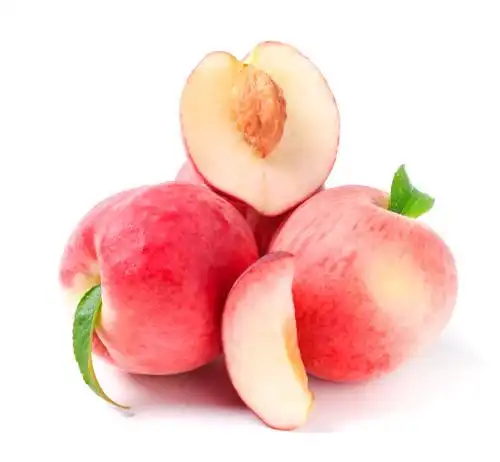 白底上放着春雪水蜜桃