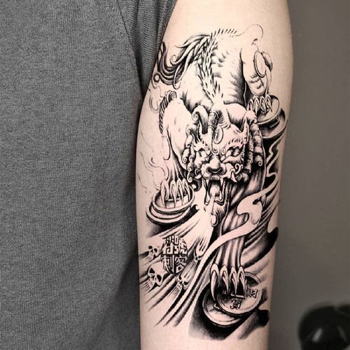 纹身贴男麒麟貔貅穷奇持久花臂半臂手臂刺青贴纸买包邮办公室