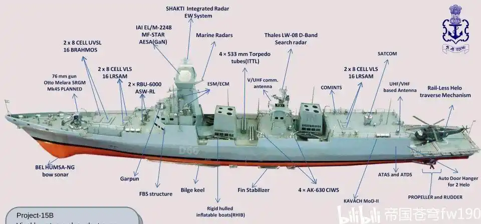 印度海军接收维沙卡帕特南号导弹驱逐舰