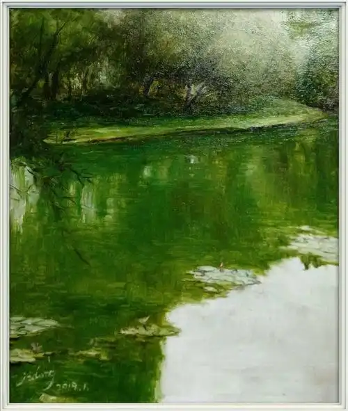 原创油画 《水中倒影》