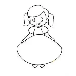 小女孩简笔画:穿裙子的女孩