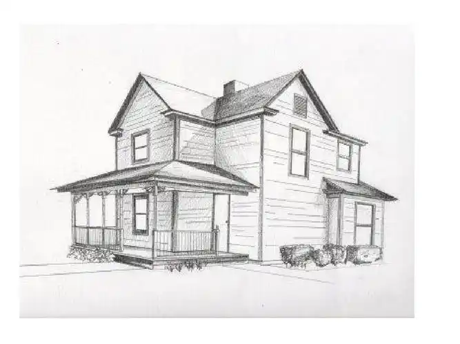 建筑物素描绘画