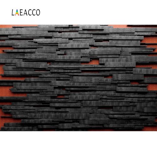 laeacco dark black wooden board stacked wall unique 3d part