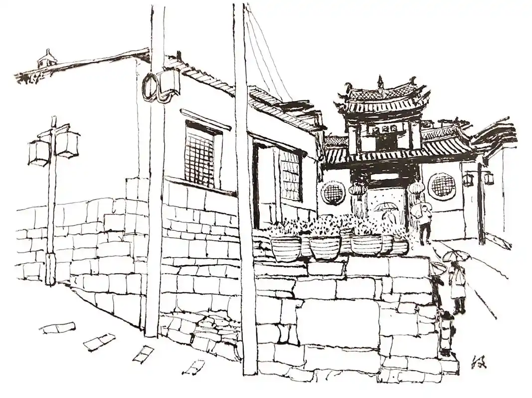 意境之速写篇.建水县团山民居.#风景写生 #原创作品 #钢笔 - 抖音