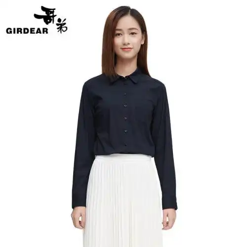 哥弟正品女装新款修身女衬衫百搭长袖衬衫390157