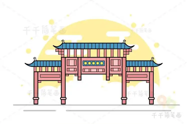 南京夫子庙 感受中国风建筑江苏简笔画