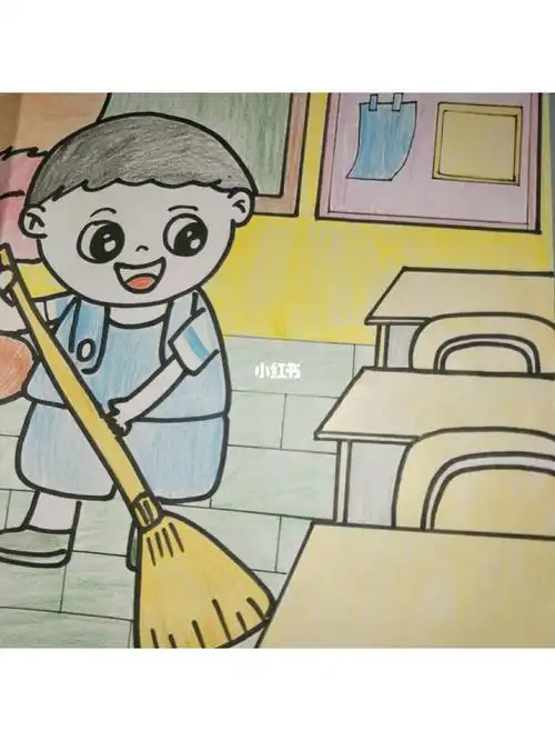 小学生大扫除儿童画简笔画