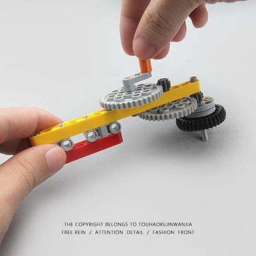 兼容乐高小颗粒科技积木齿轮加速器陀螺发射器儿童益智拼插玩具