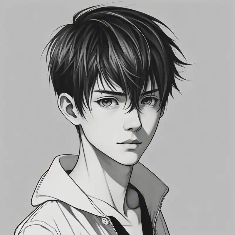 96 帅气男孩黑白素描头像 94 探索黑白之间的艺术魅力,以线条讲述