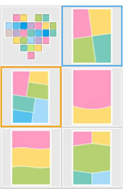 想要图片拼接模板,模板独特一点的(如图),美图里只有几款特别的.