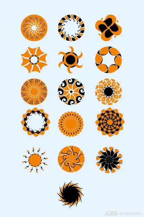 圆形矢量花纹花边