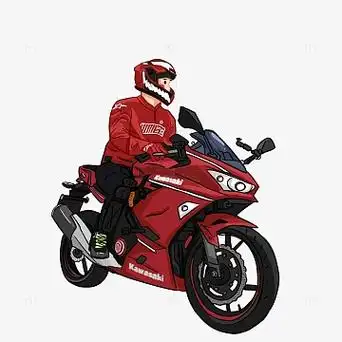 红色卡通q版骑摩托车重机车人手绘图