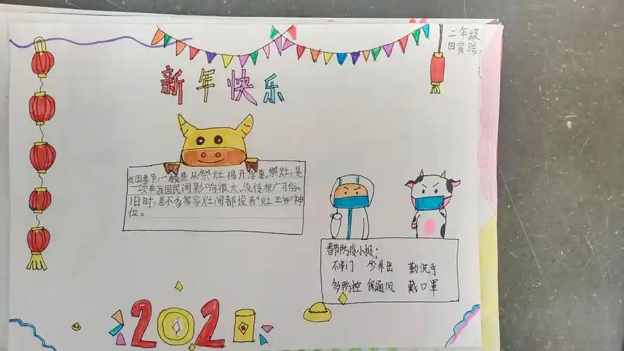 2021春节快乐专刊——田店小学二年级学生手抄报展