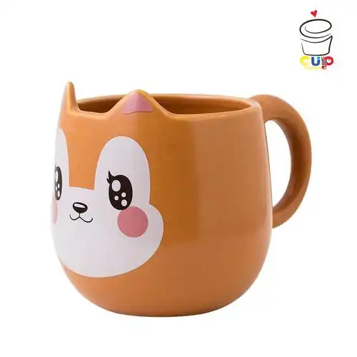 瓷杯美国cupmystery创意可爱爱陶手柄杯带勺卡通图案马克杯