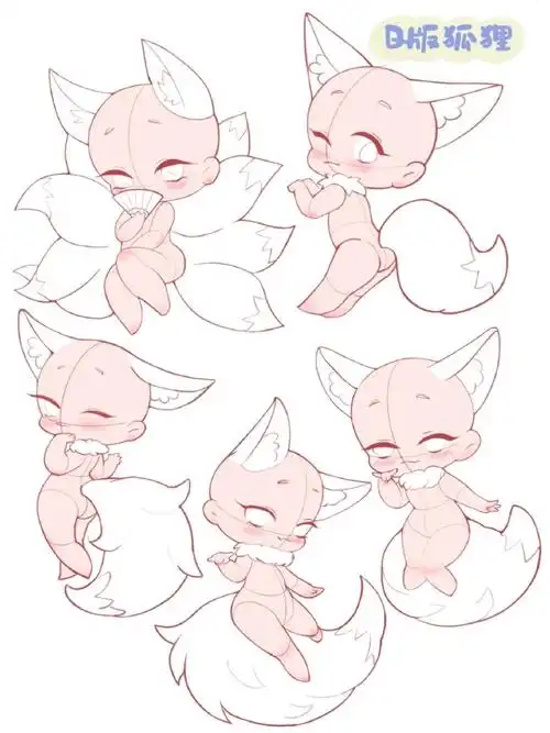 q版小人# 绘画素材##绘画参考#小红书:画画的茉莉酱