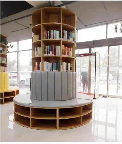 柱子书柜学校幼儿园图书馆阅览室书架方柱子圆柱圆柱形书架