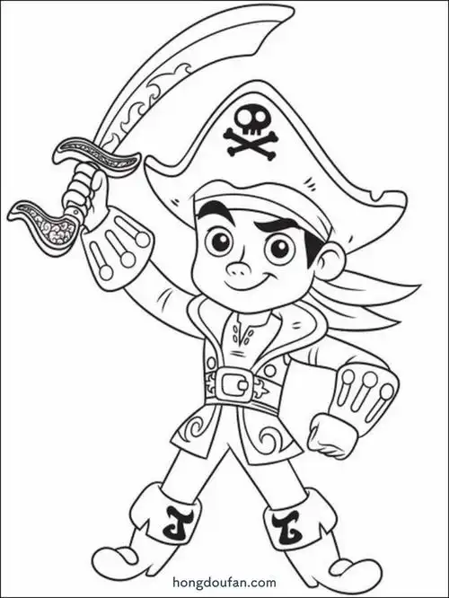 9张彼得潘通话中的钩子海盗船长填色图片大全-红豆饭小学生简笔画大全