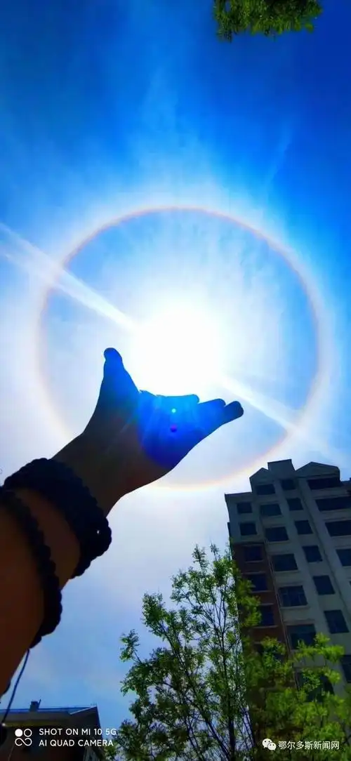 今天上午,鄂尔多斯惊现太阳光晕!你看到了吗?