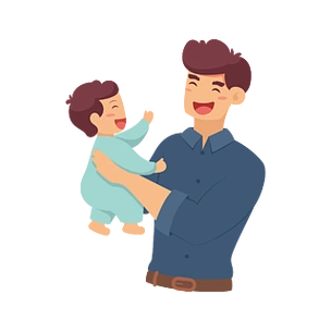 卡通父亲抱婴儿半身像