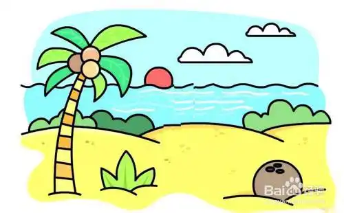 怎么画夏天海滩的简笔画