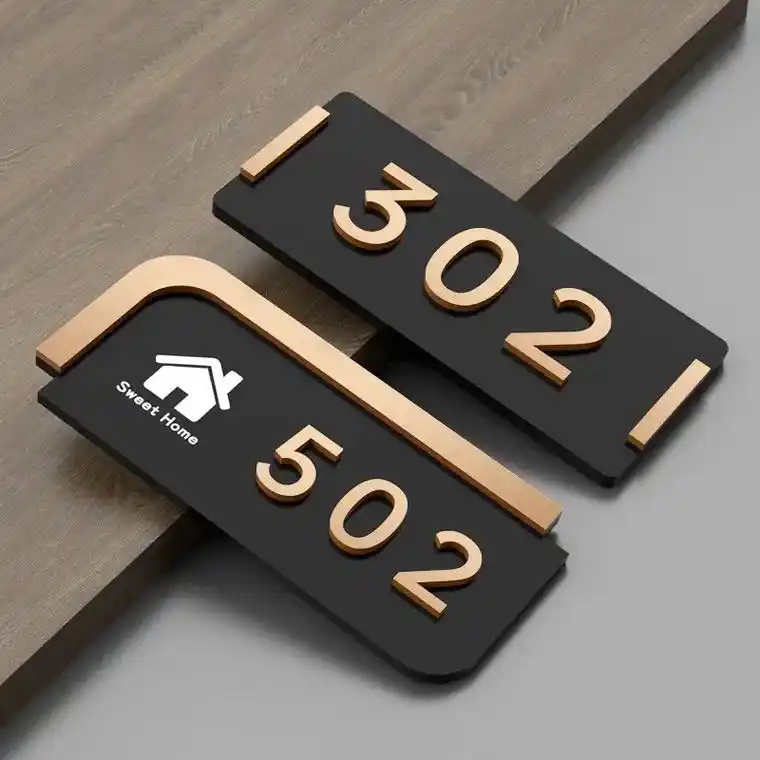 立体门牌号黑底金色 网红门牌楼层排数字标识牌入户门牌包厢门牌 - 抖