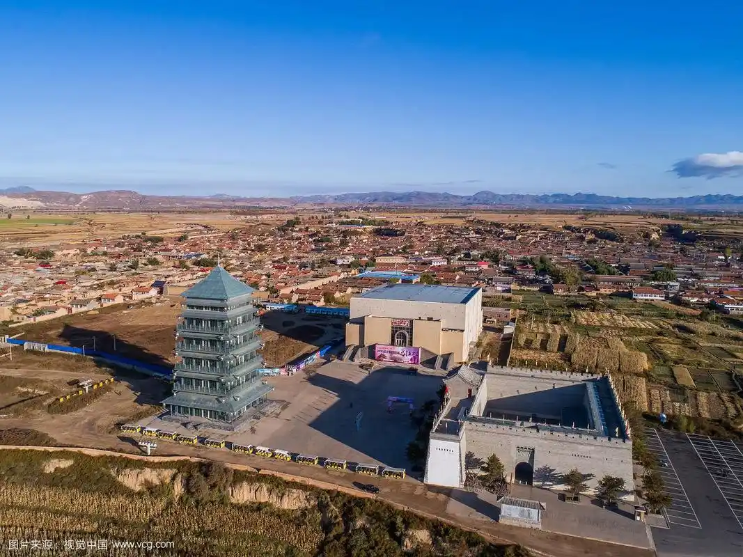 航拍张家口暖泉古镇