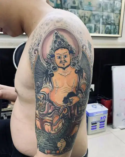 黄财神纹身图片手臂纹身图案