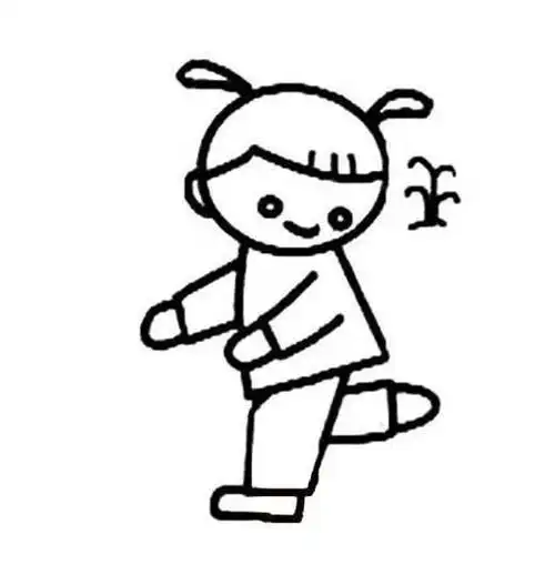 可爱小女孩踢毽子简笔画卡通图片大全