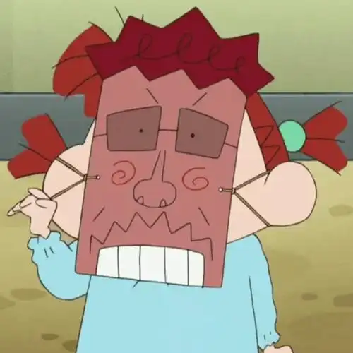 蜡笔小新#这个面具超像老大园长的(    )小新 妮妮都戴着 竟然园长也