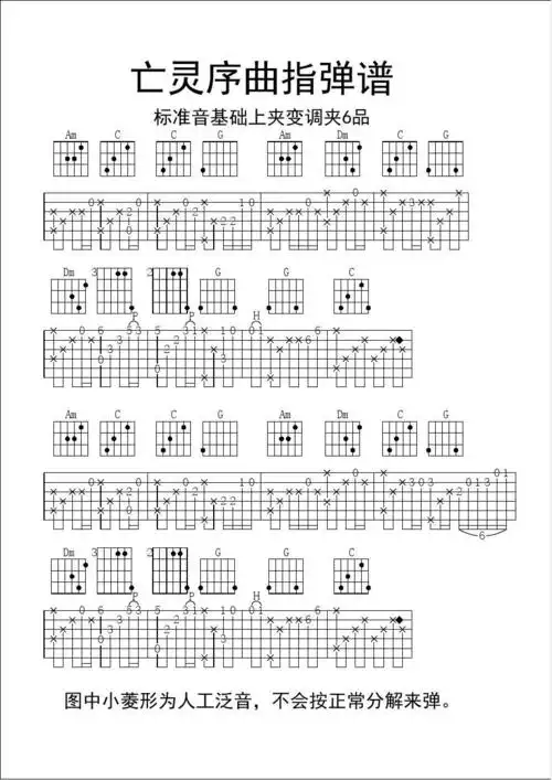 亡灵序曲吉他独奏谱,指弹谱